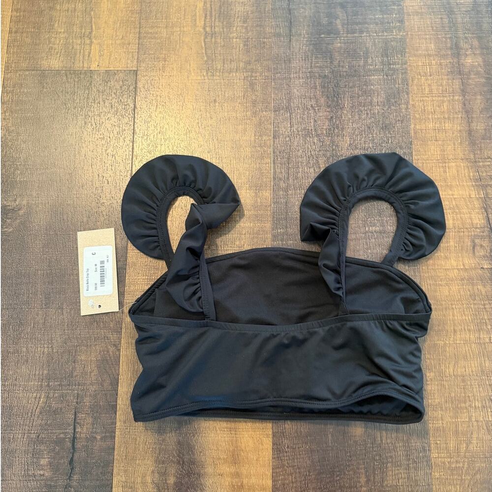 NWT Albion Bella Crop Bikini Top Black Ruffle Strap Swim Top Size Medium - Picture 3 of 8
